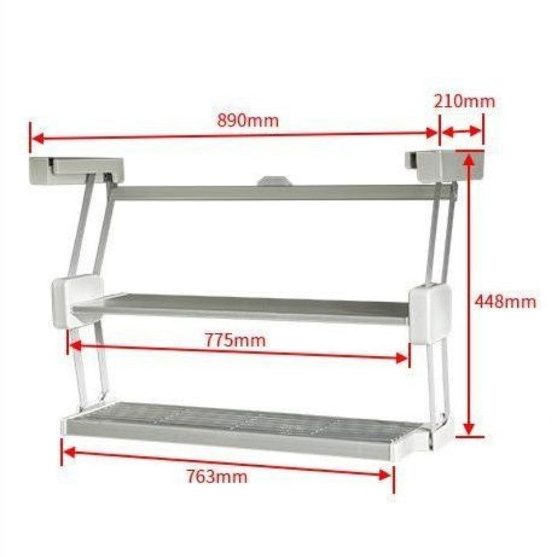 Space Saving Double Tier Slide Out Kitchen Shelf