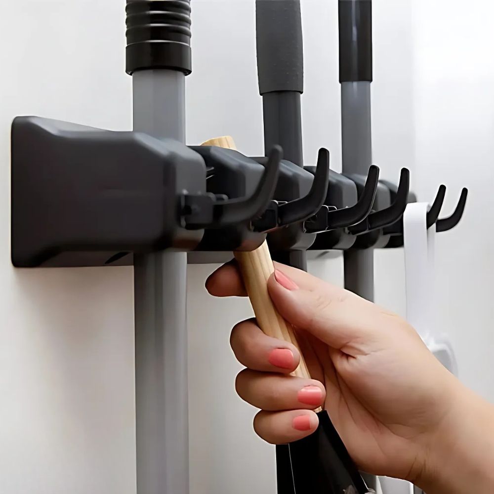 Space Saving Broom and Mop Storage Rack