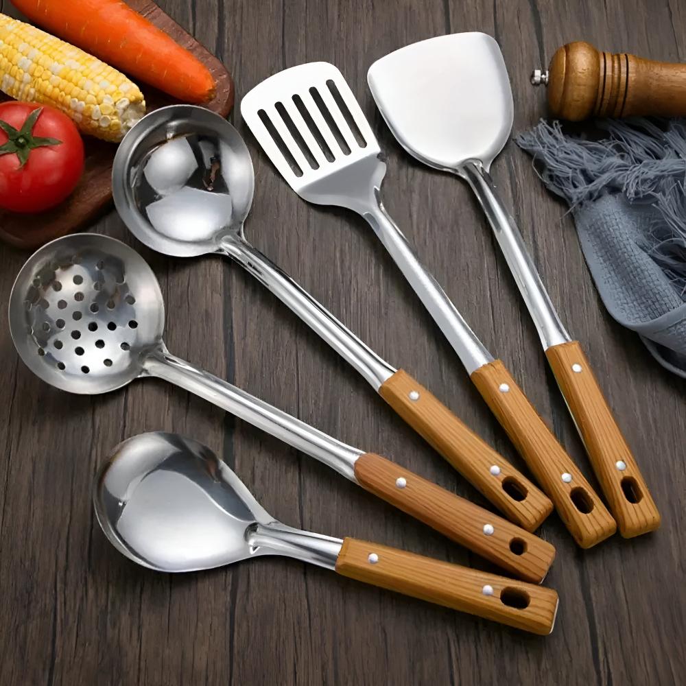 Premium Kitchen Utensil Set with Wooden Handle