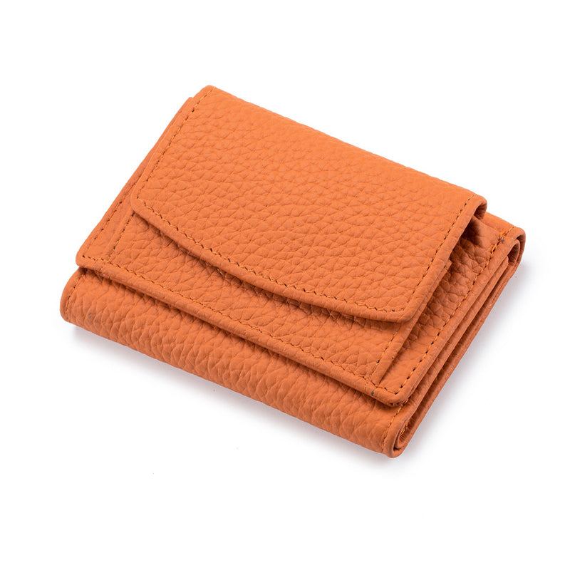 Small Genuine Leather Card Wallet with Coin Pocket