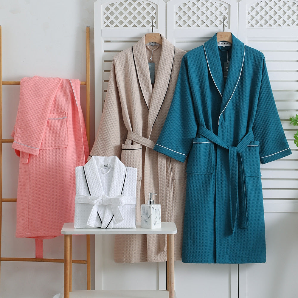 Luxury Cotton Bathrobe for Men and Women – Soft Waffle Weave, Absorbent, Comfortable Dressing Gown in Multiple Sizes 6