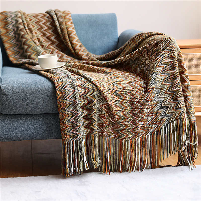 Vibrant Plaid Fringe Throw Blanket