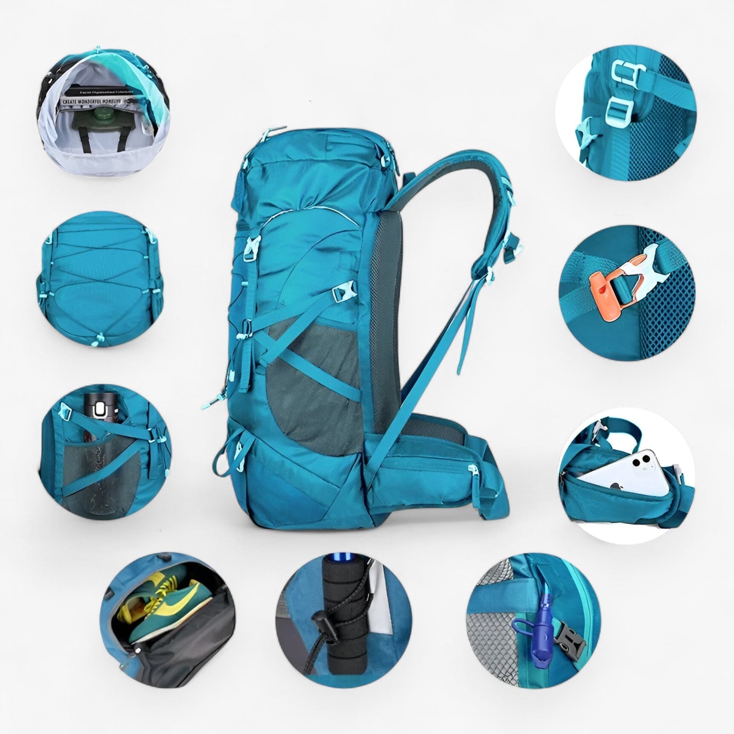 Waterproof Outdoor Backpack with Rain Cover 50L