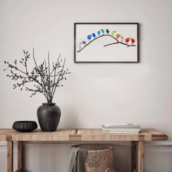 Colorful Glass Bird Figurine Wall Art