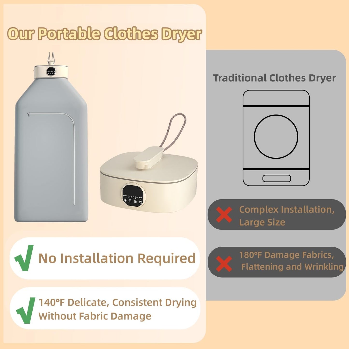 Space Saving Electric Clothes Dryer