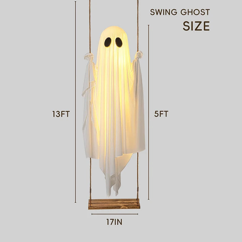 Spooky LED Ghost Yard Decor with Motion Swing