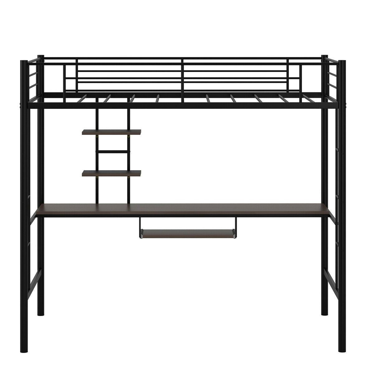 Space Saving Twin Metal Bunk Bed Frame With Desk