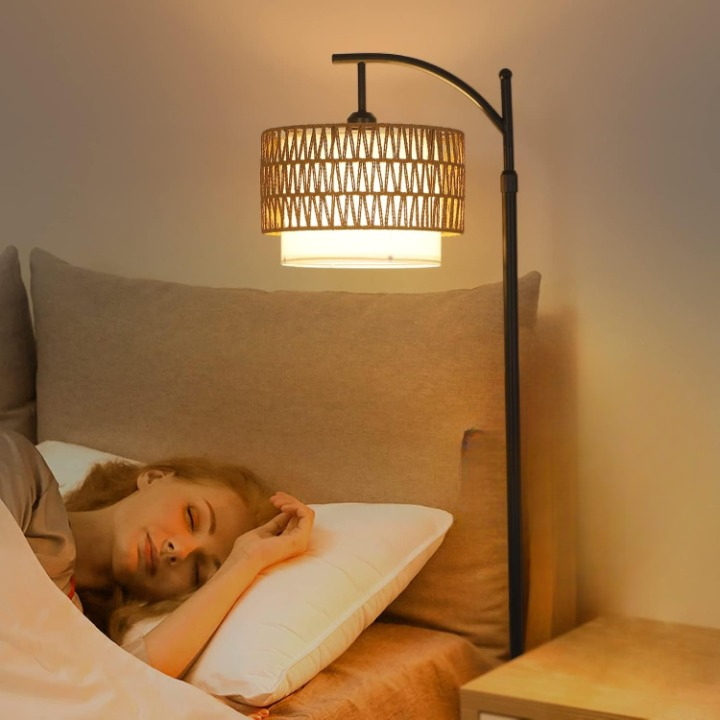 Tall Floor Lamp with Remote and Double Shades