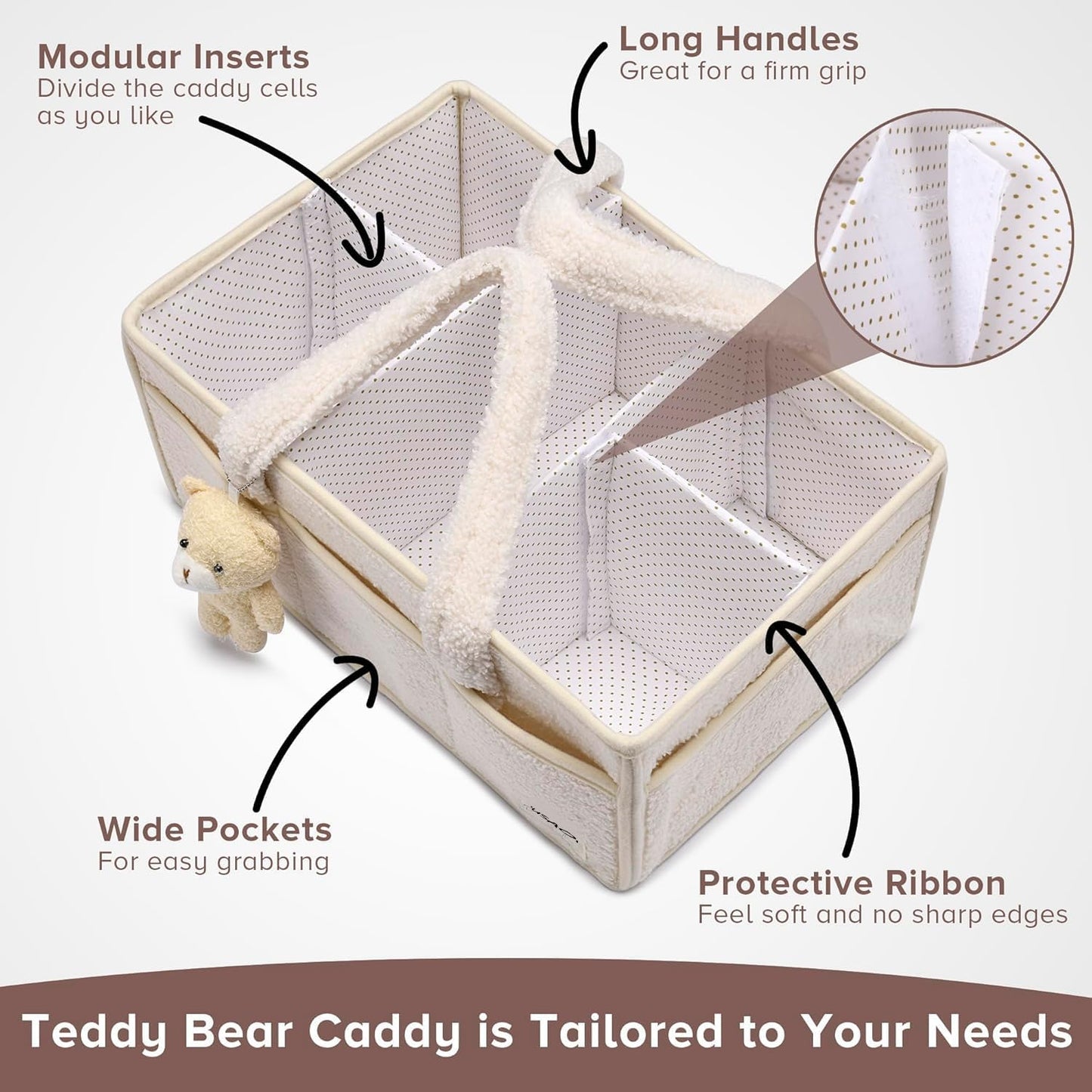 Soft Baby Diaper Caddy Storage Basket with Pockets