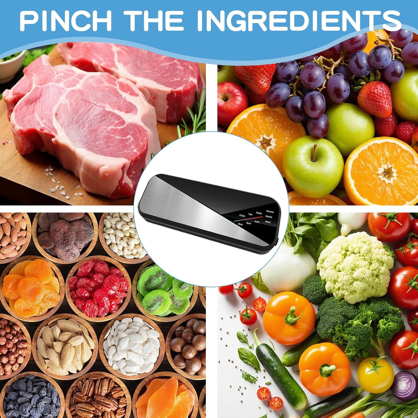 Compact 6-in-1 Food Sealer with Strong Suction Power