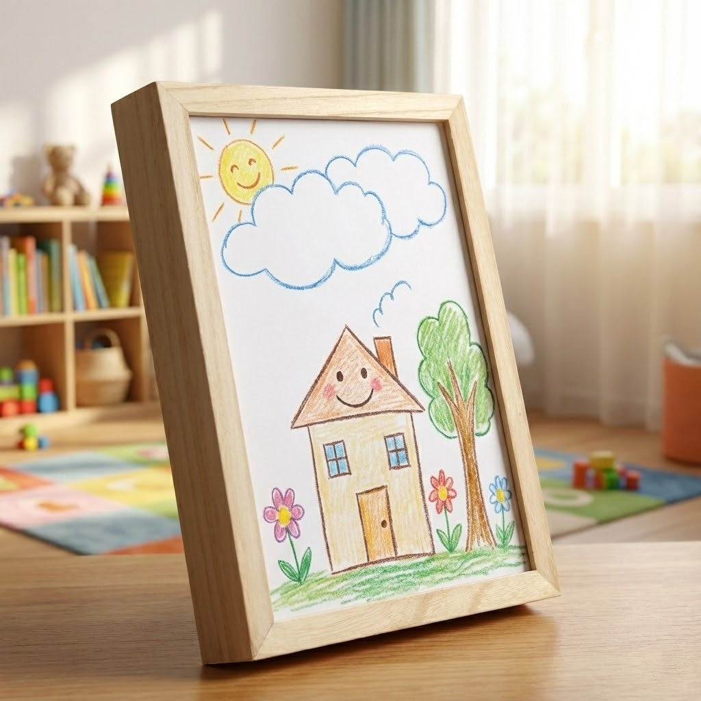 Children's Artwork Wooden Display Easel Frame - Pexav