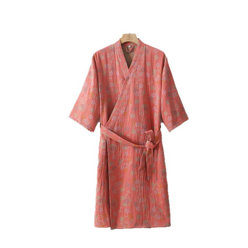 Soft Floral Plush Bathrobe, Cozy Double Layer Wrap