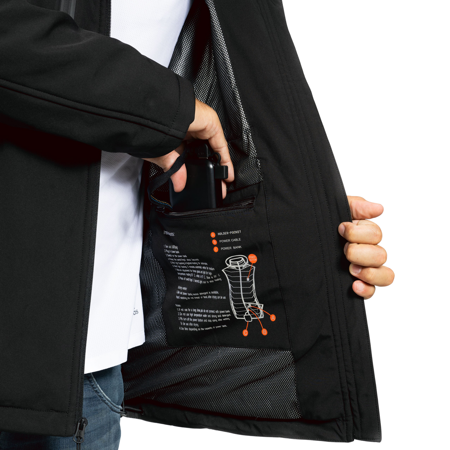 Warm Winter Coat for Men with Rechargeable Heat