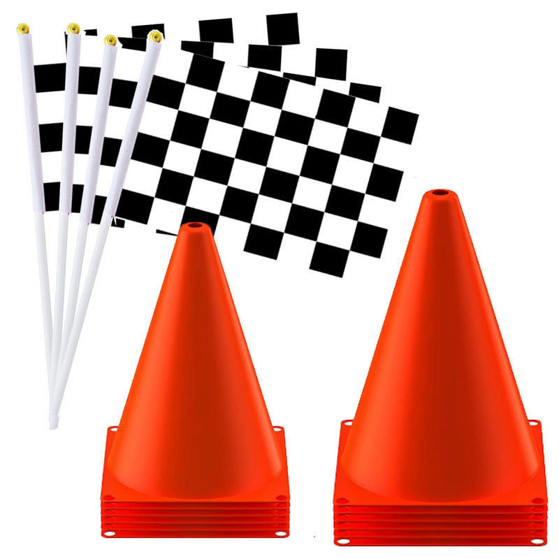 Small Racing Checkered Flags and Cone Kit