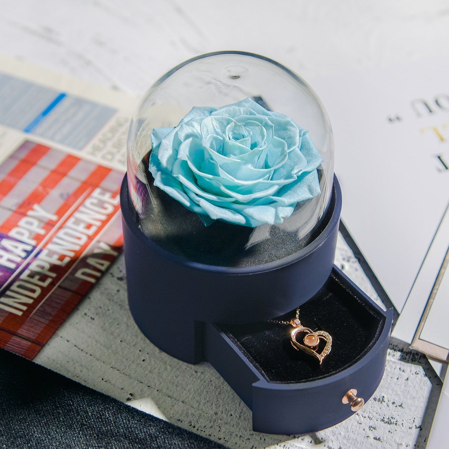 Beautiful Rose Gold Necklace Storage Box