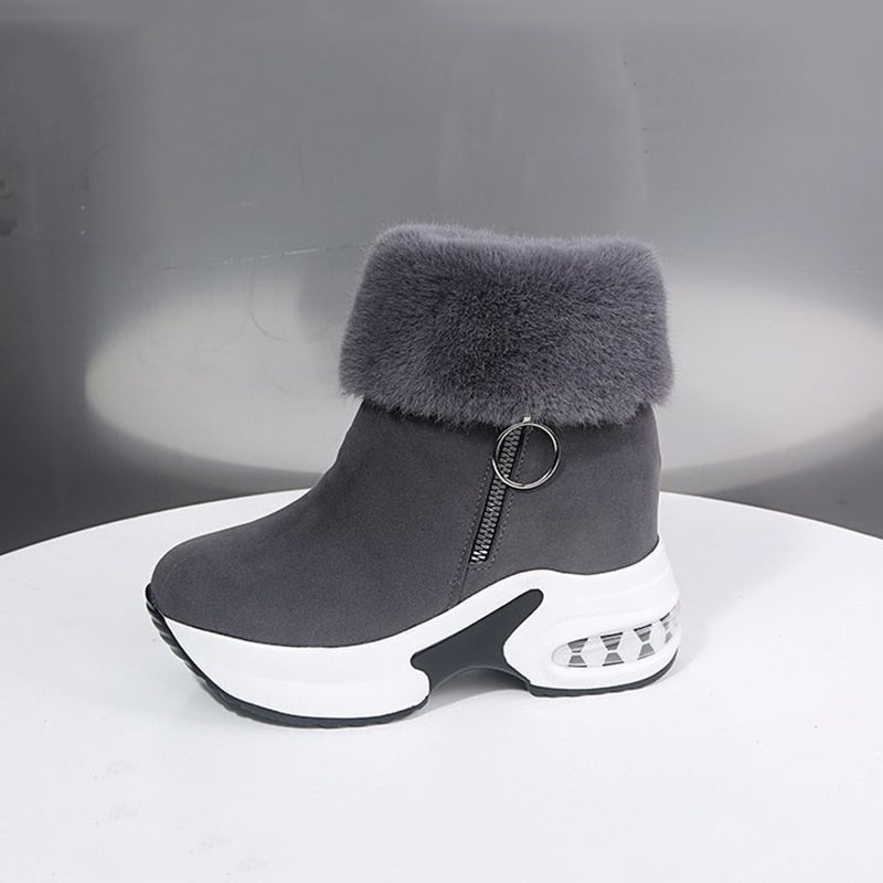 Warm Faux Fur Zip Up Ankle Boots