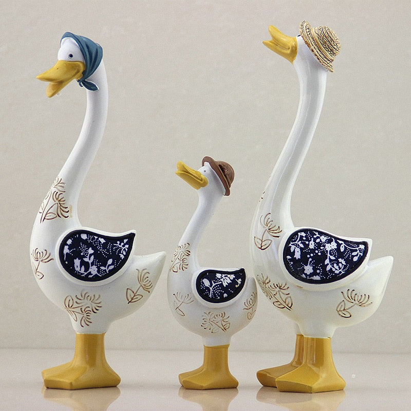 3Pcs Rustic Quack Figurine Home Decoration - Pexav