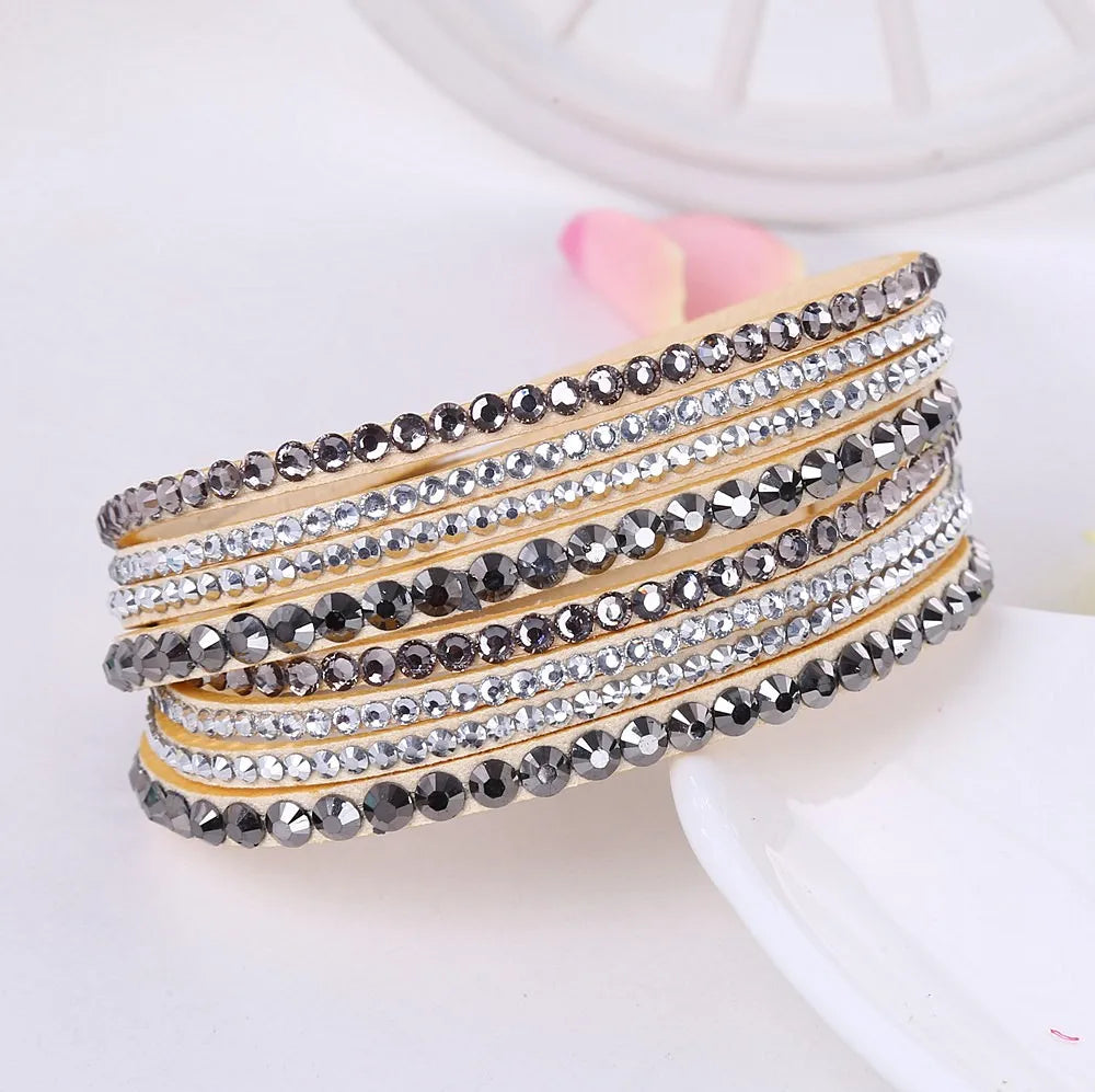 Sparkling Crystal Layered Wrap Bracelet