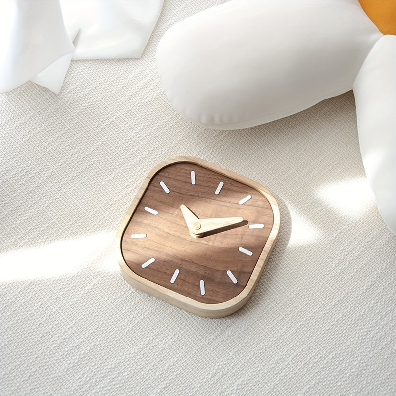 Handcrafted Wooden Table Clock with Silent Quartz Movement – Solid Oak and Walnut Design for Modern Desk or Table Decor 7