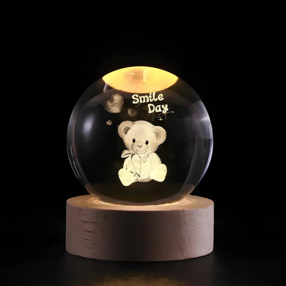 Illuminated Crystal Ball Lamp with 3D Laser Art – Warm White Ambient Light for Relaxation and Elegant Home Decor 24