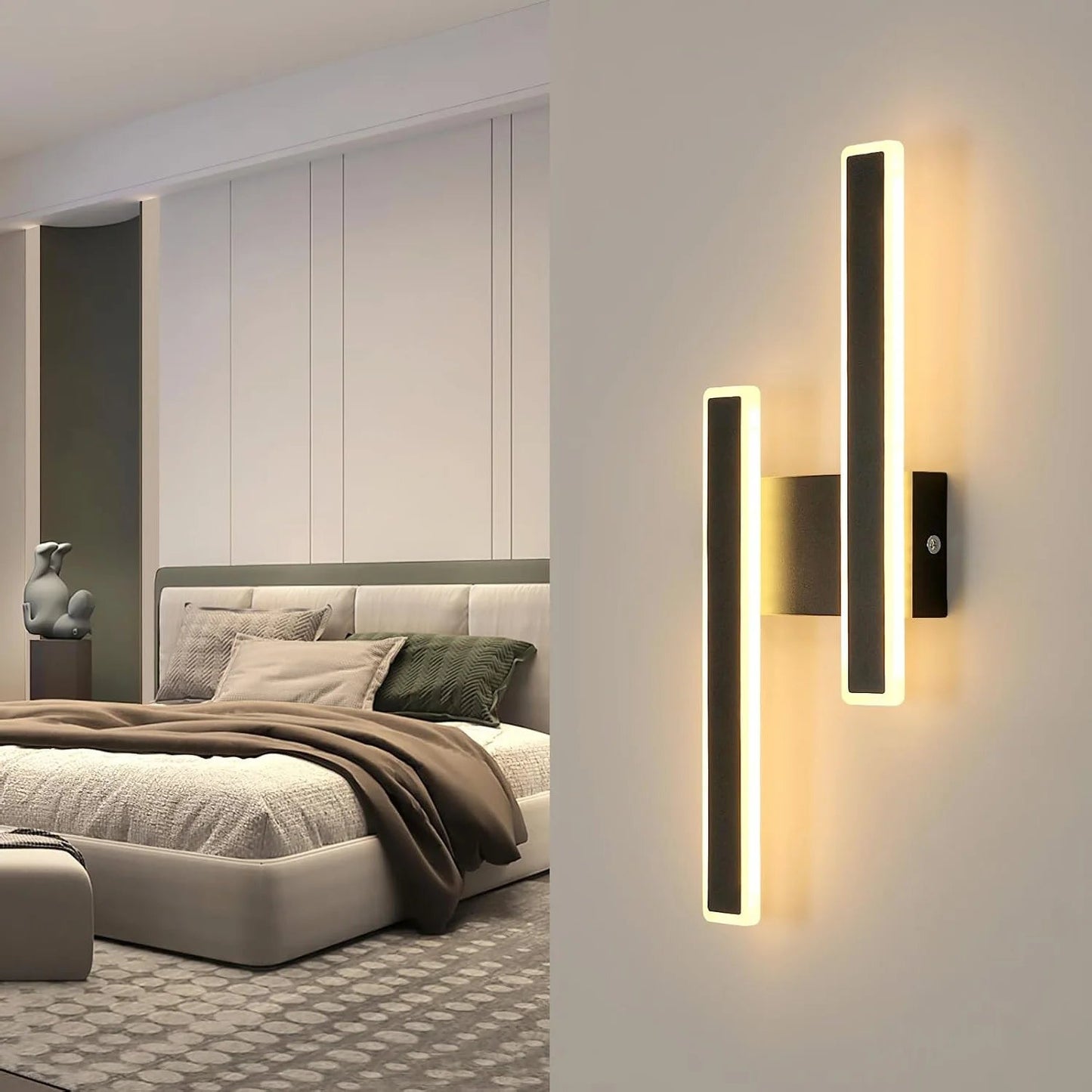 Modern LED Wall Light in Black – Warm White Wall Sconce for Bathroom, Hallway, or Staircase, 31-40W, Versatile Installation 5