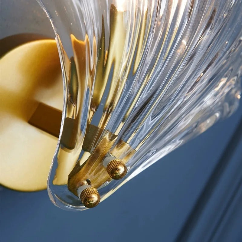 Modern Shell Glass Wall Light – Minimalist Coastal Sconce for Bedroom or Hallway