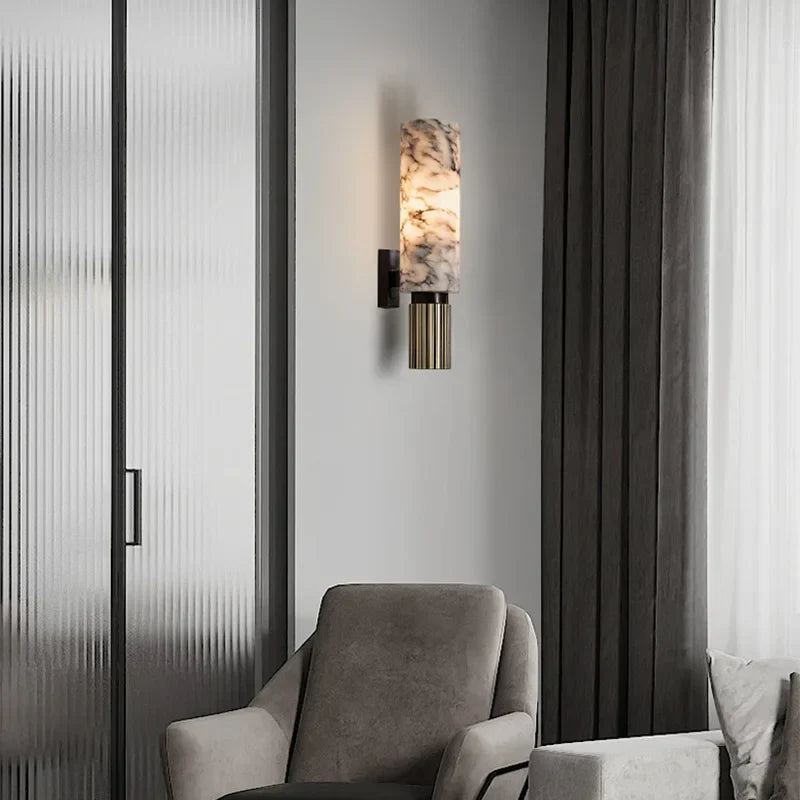 Classic Marble LED Wall Lamp with Warm Soft Light