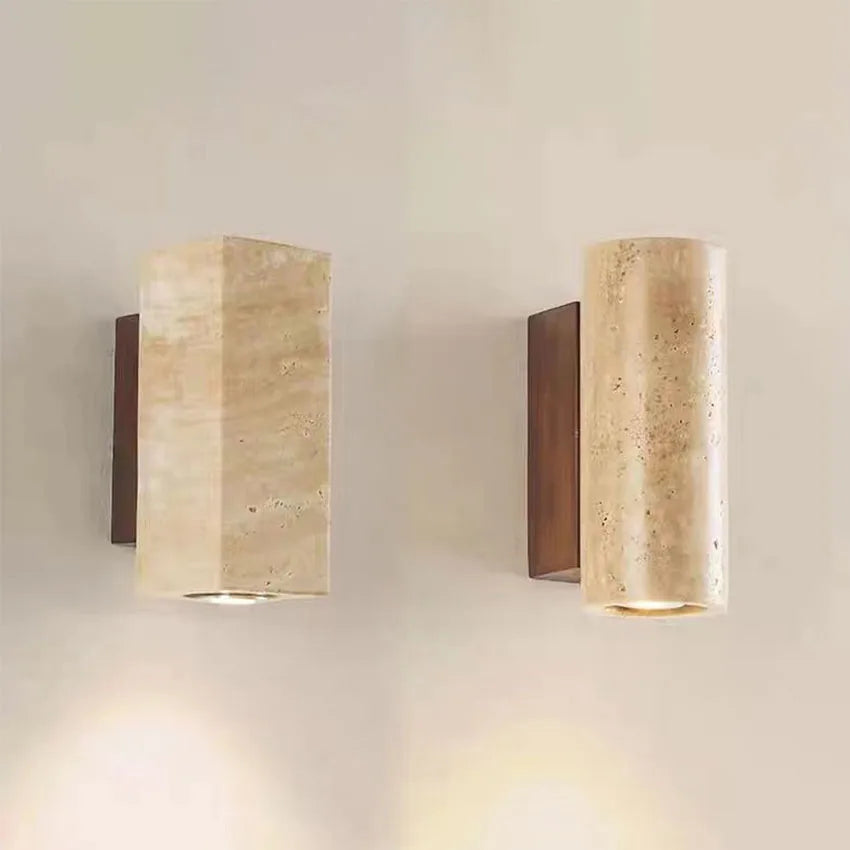 Natural Travertine Stone Wall Sconce – Compact LED Wall Light for Modern Home Decor 8