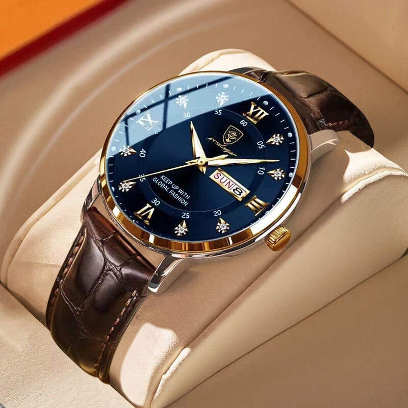 Shining Leather Men's Wrist Watch