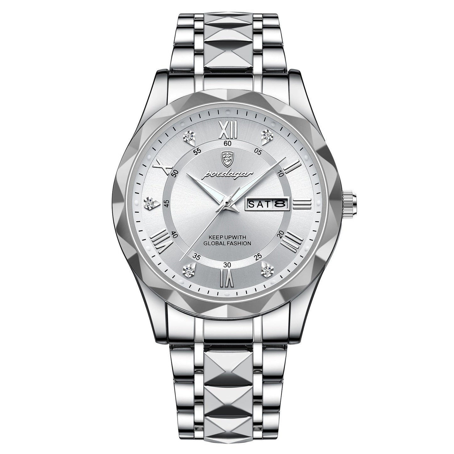 Men's Silver Tone Luminescent Watch