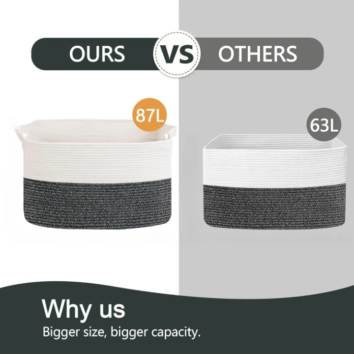 Big Natural Fiber Storage Basket Organizer