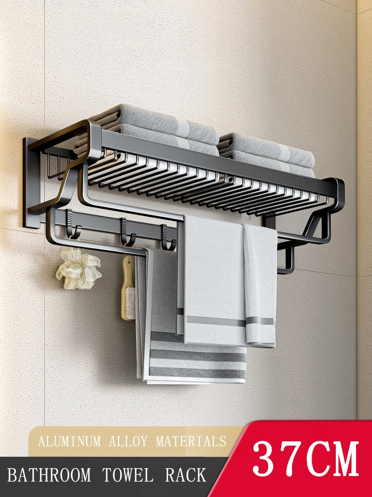 Premium Wall Mount Bathroom Towel Holder Organizer