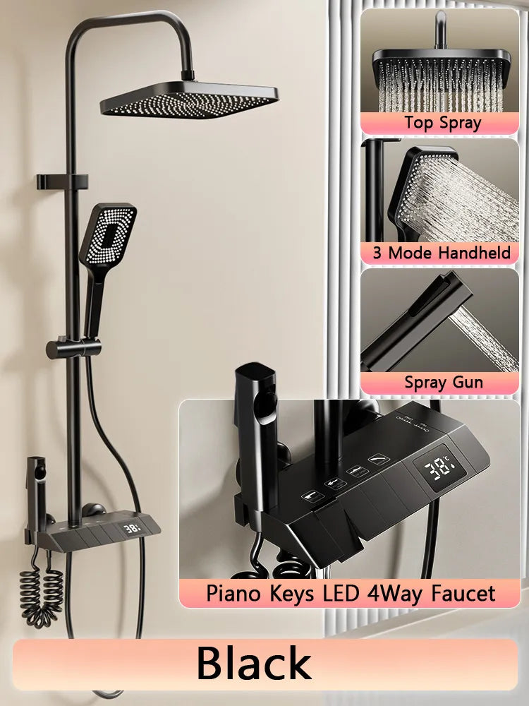 Luxury LED Rainfall Shower Head Set