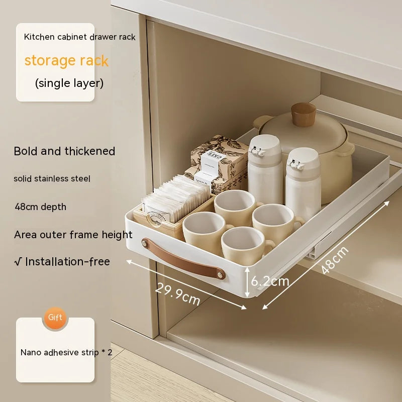 Easy Glide Kitchen Cabinet Storage Organizer Drawer