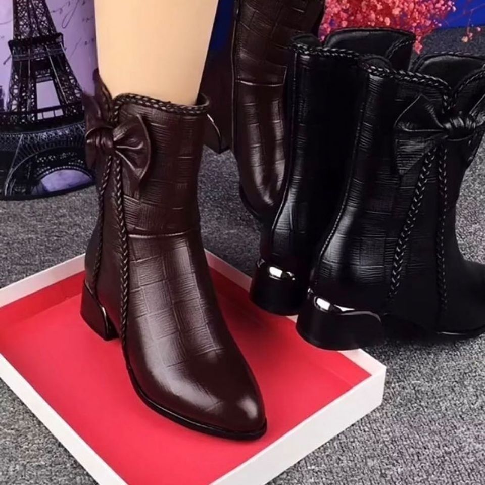 Classic Leather High Heel Boots
