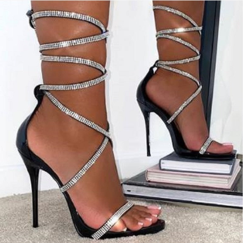 Glamorous Crystal Stiletto Women Heels - Pexav