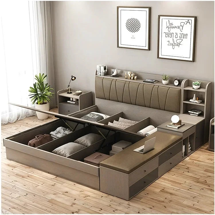 Space Saving Hydraulic Storage Bed Frame - Pexav