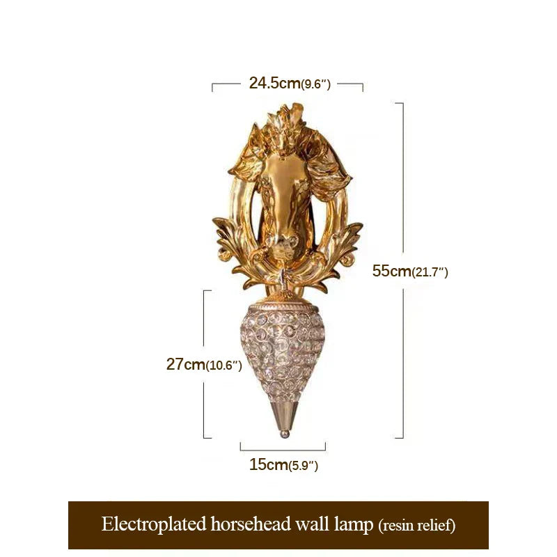 Elegant Horse Pattern Metallic Wall Lamp