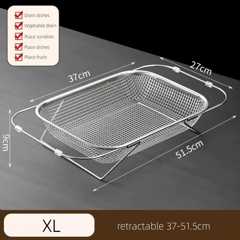 Compact Kitchen Sink Mesh Colander Rack