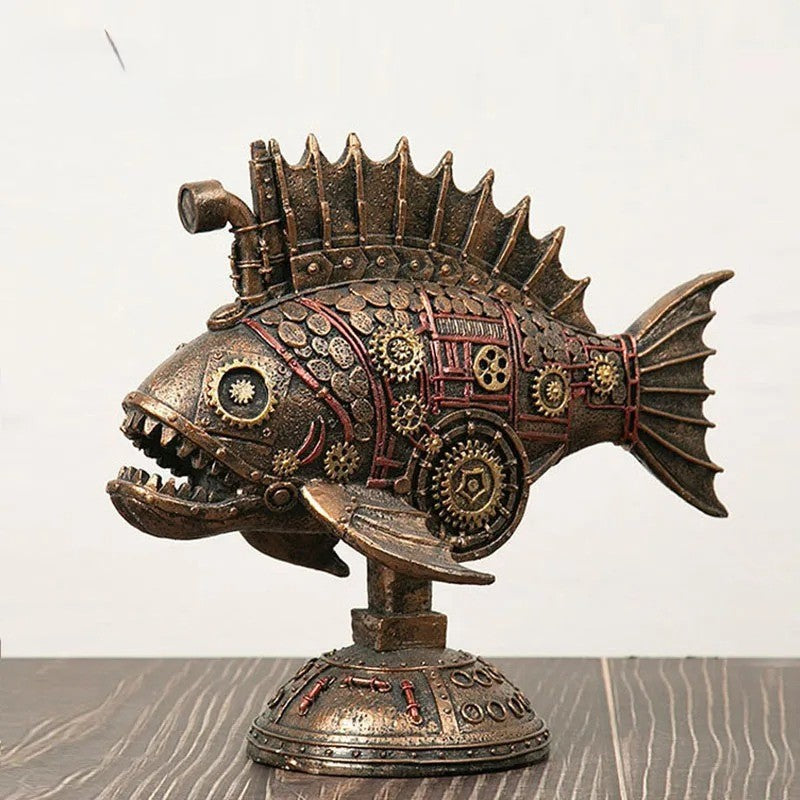 Unique Industrial Fish Statue - Pexav