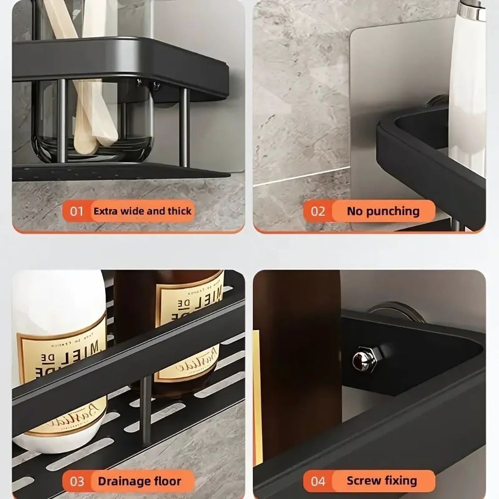 Wall-Mounted Shower Caddy Organizer – Rust-Resistant Aluminium Shower Shelf for Clutter-Free Bathroom Storage 5