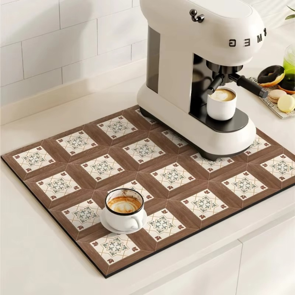 Waterproof Kitchen Coffee Mat with Colorful Designs