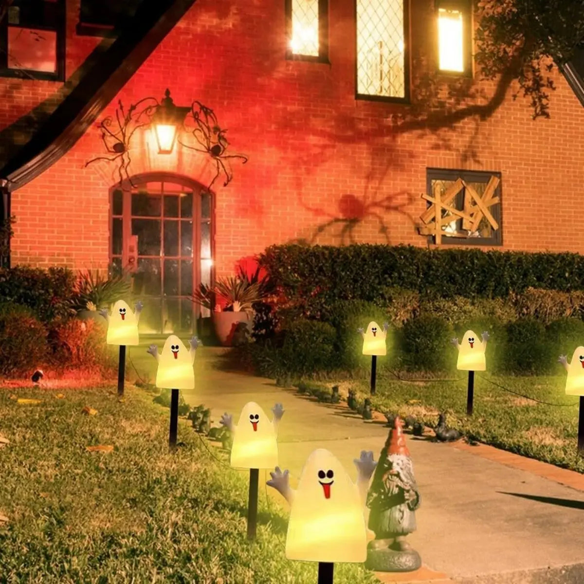 Spooky Solar Pumpkin and Ghost Yard Decor Set