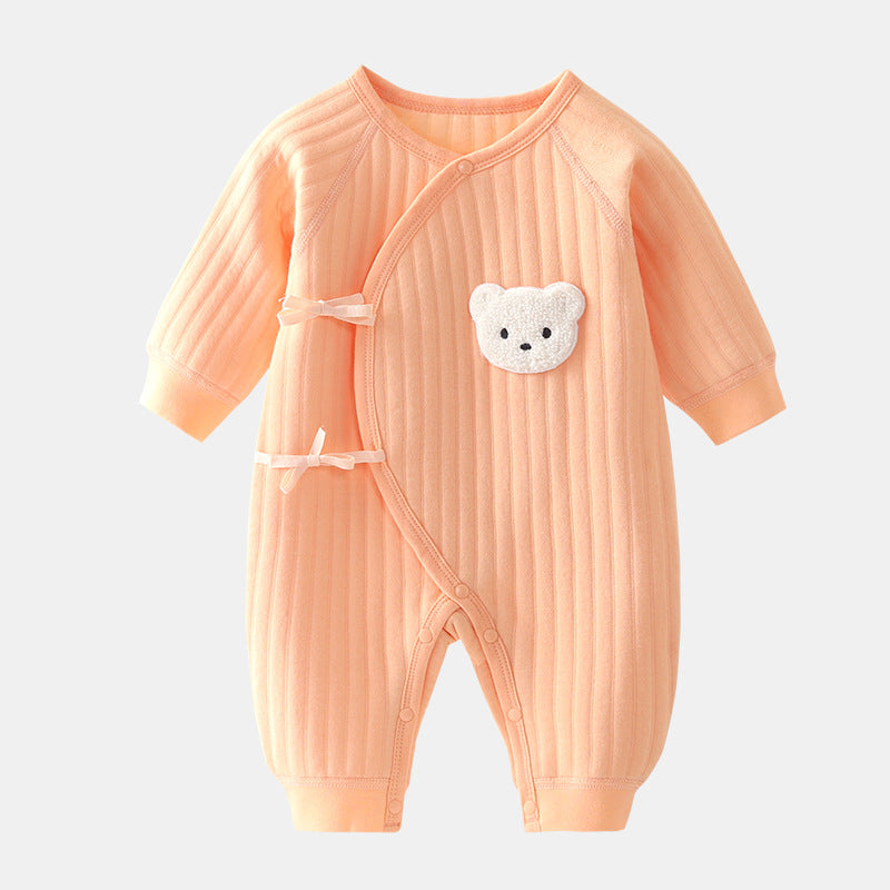 Baby romper with bear - Spring & autumn clothing-Orange-3 Months-Nora Luxe