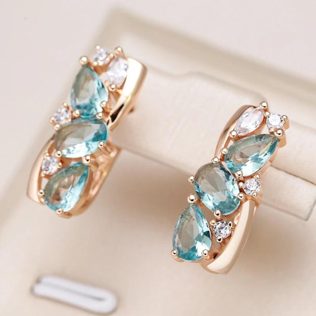 Sparkling Zirconia Gold Drop Earrings - Pexav