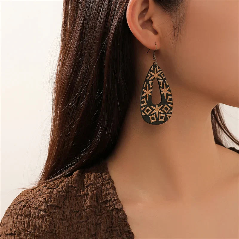 Bohemian Wood Earrings | Handmade Boho Style-Nora Luxe
