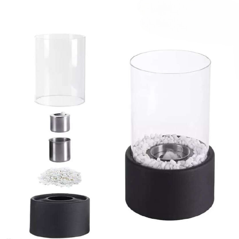 Classic Oil Lamp with Open Flame - Lumora-Black-Medium-Nora Luxe