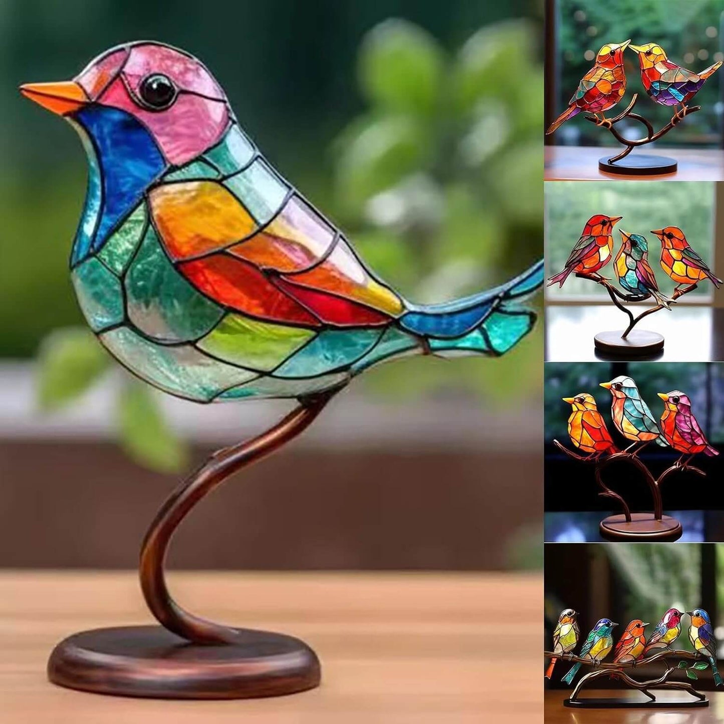 Colored Birds on Branch Decorative Figure - ColorBirds-Self-Confidence-Nora Luxe