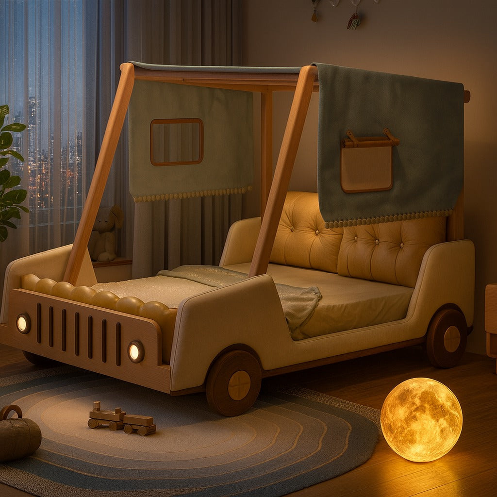 Fun Wooden Car Shaped Kids Bed - Pexav