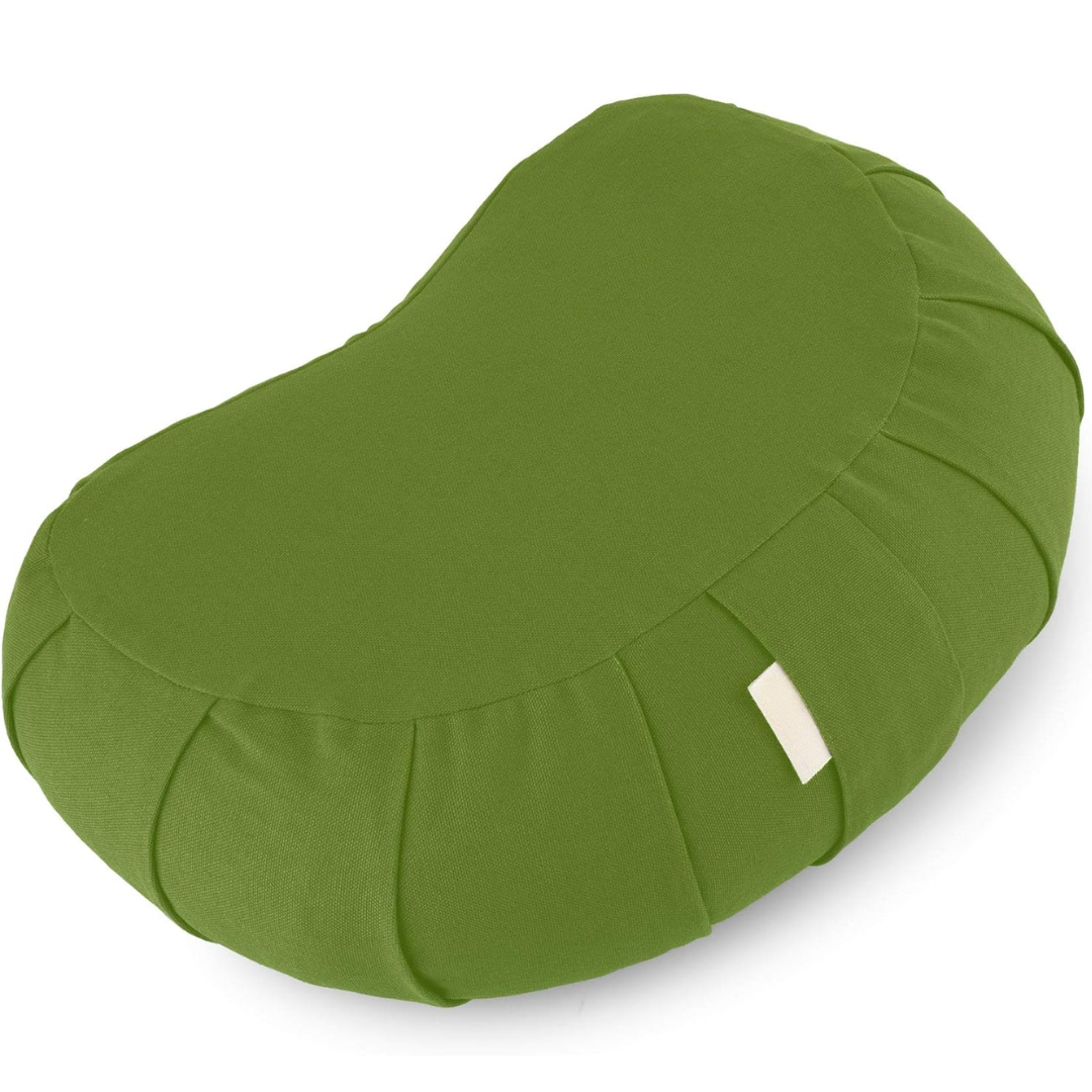 Curved Organic Cotton Meditation Cushion with Washable Cover-Green-Nora Luxe
